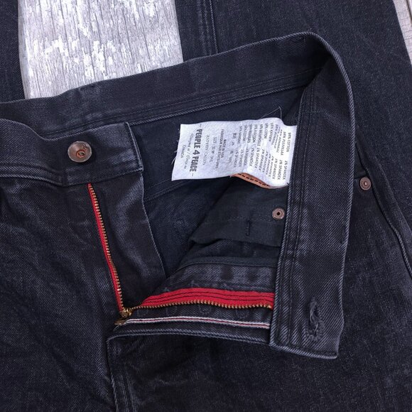 People For Peace Jeans Mens 33x34 Slim Straight Selvedge Black 12oz Denim Pants - Picture 8 of 10